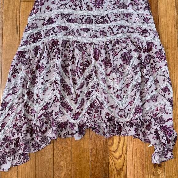 Free People Purple Trapeze Tank Dress Floral Chemise Size XS Oversized Tunic - Picture 4 of 7